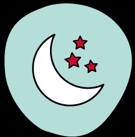Restless evenings icon of a moon and stars