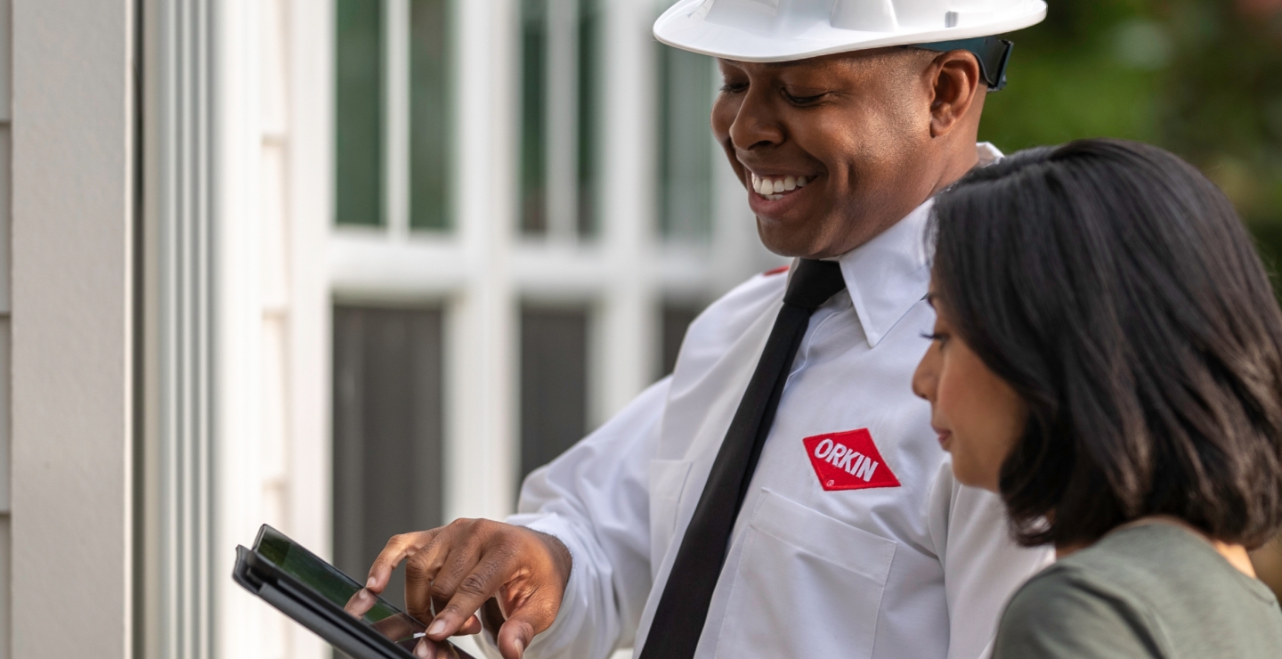 Orkin Pro shows data to a customer